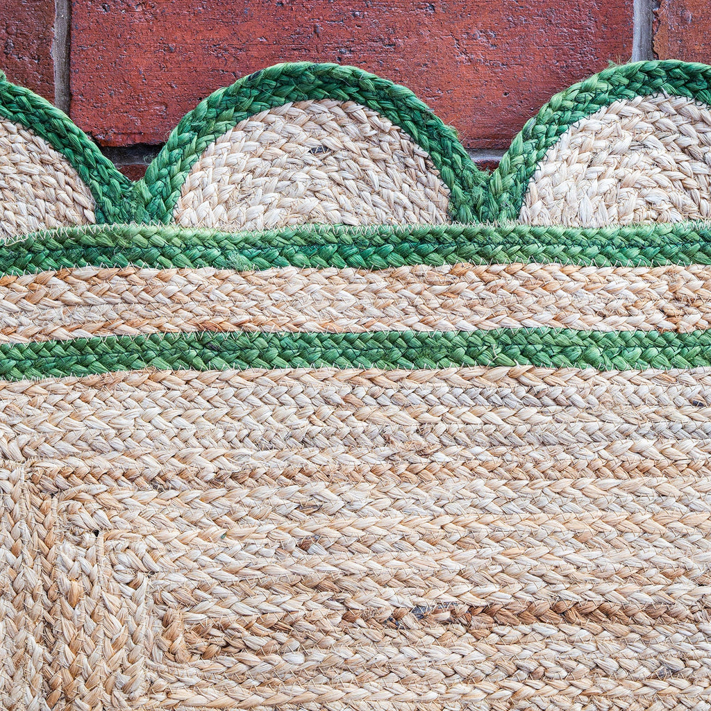 SPRING GREEN scalloped hand woven jute runner