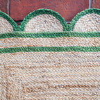 SPRING GREEN scalloped hand woven jute runner