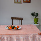 NEW RUFFLE STRIPE APRICOT hand block printed tablecloth