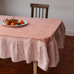 NEW RUFFLE STRIPE APRICOT hand block printed tablecloth