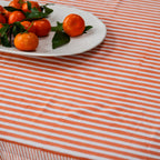 NEW RUFFLE STRIPE APRICOT hand block printed tablecloth