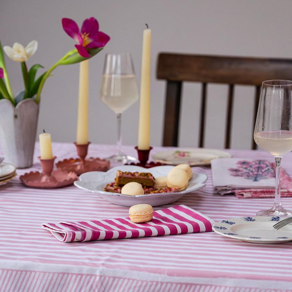 MAGENTA STRIPE set of 4 cotton napkins