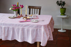 NEW RUFFLE STRIPE BLUSH hand block printed tablecloth