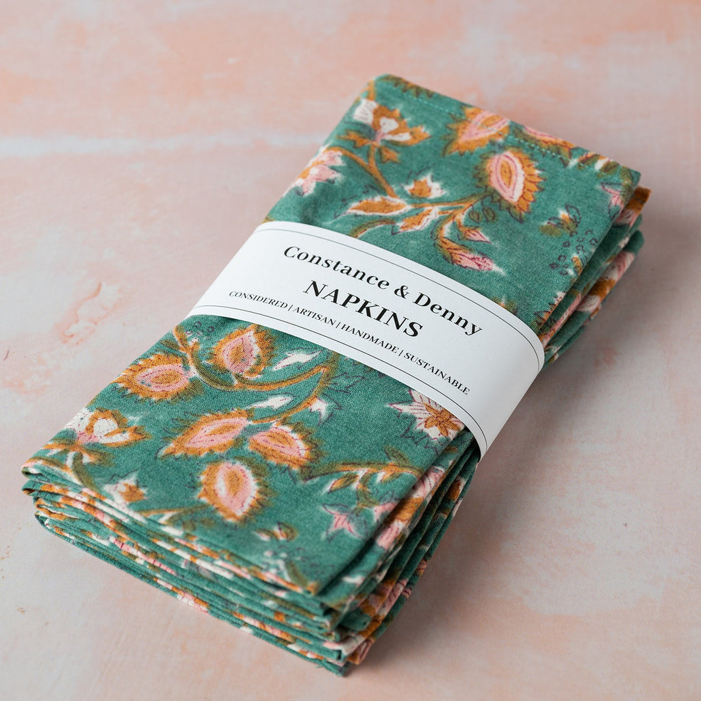 NEW BOTANICAL TABLE FOREST set of 4 cotton napkins