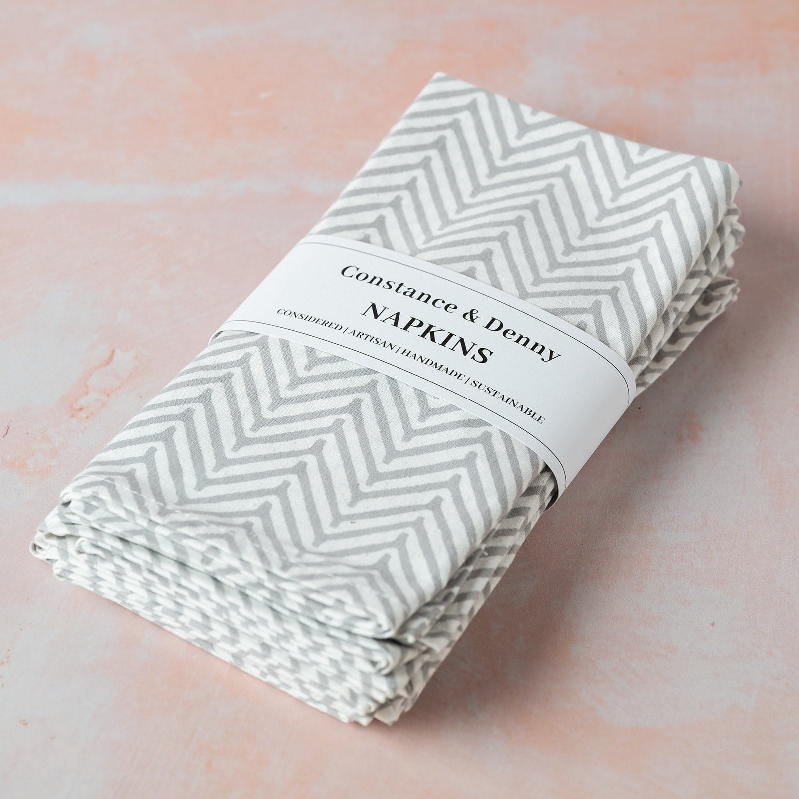 CHEVRON DOVE GREY set of 6 cotton napkins