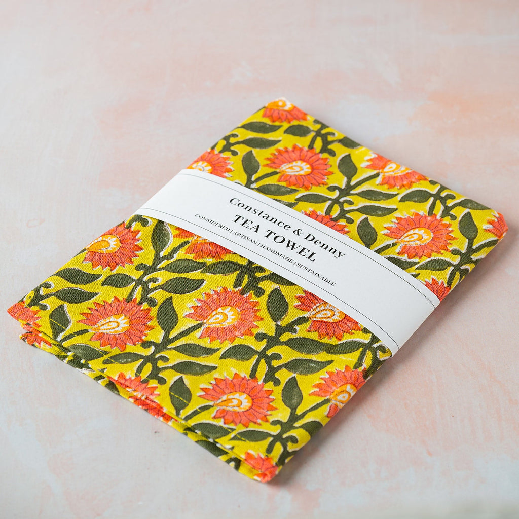 PRESSED PETALS AMBER tea towel