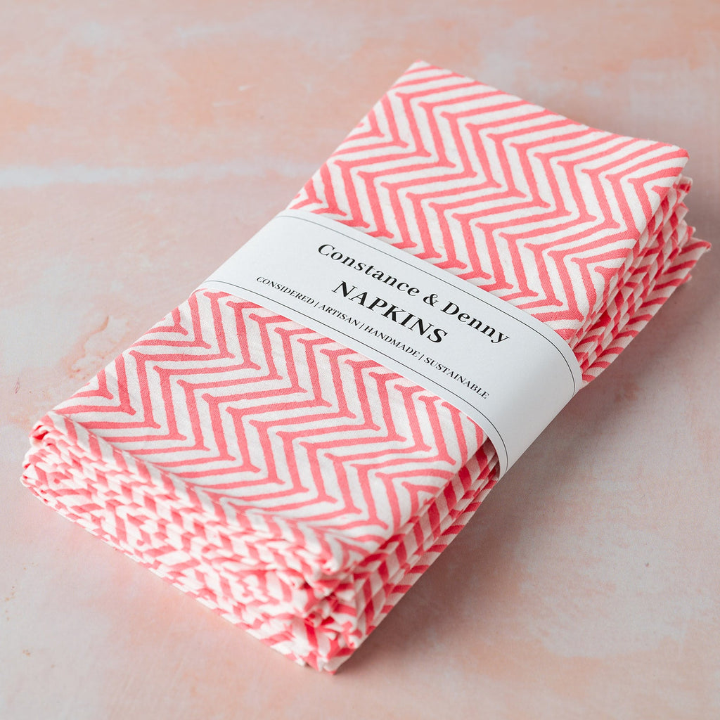 CHEVRON BERGONIA set of 6 cotton napkins