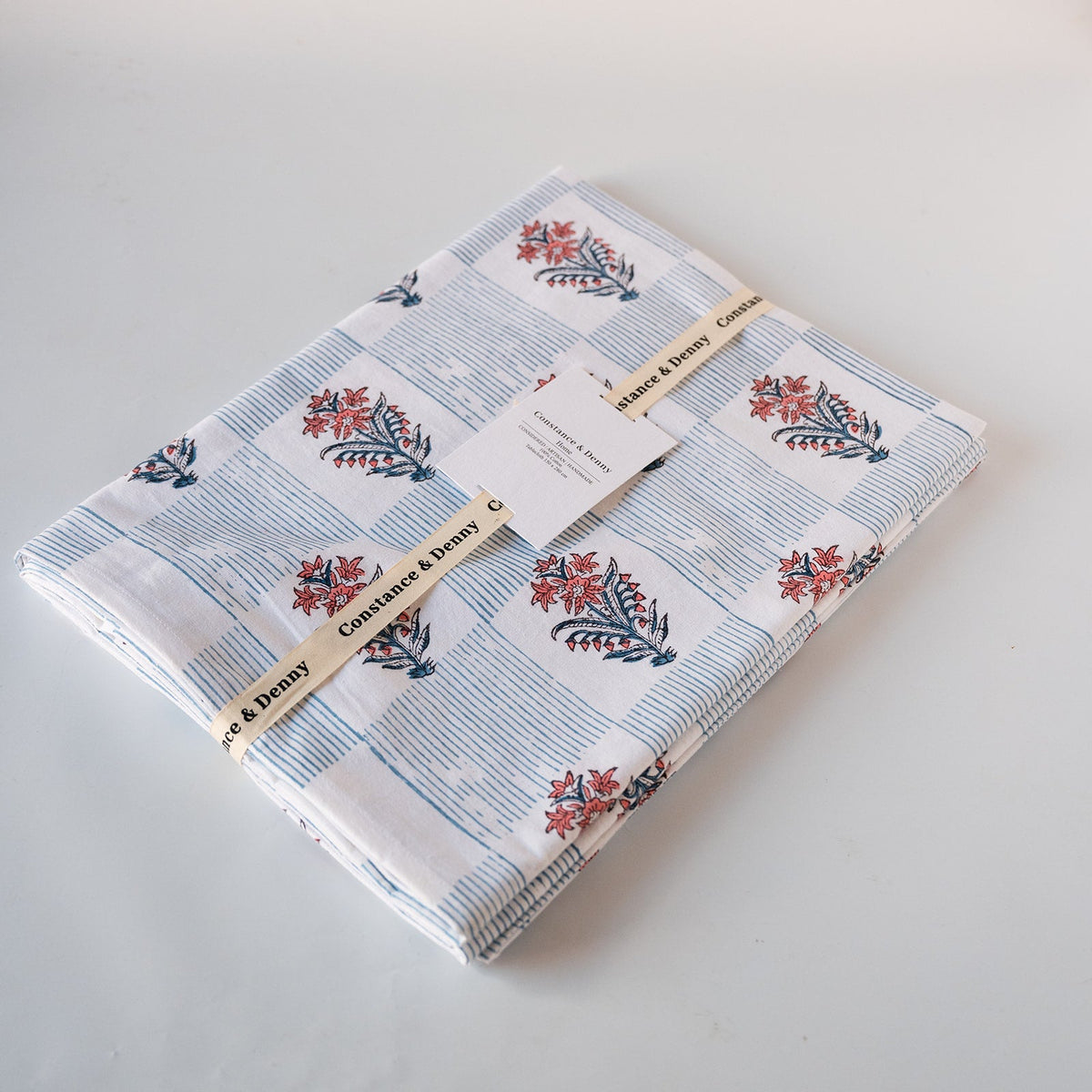NEW LUNA SWEDISH BLUE hand block printed tablecloth