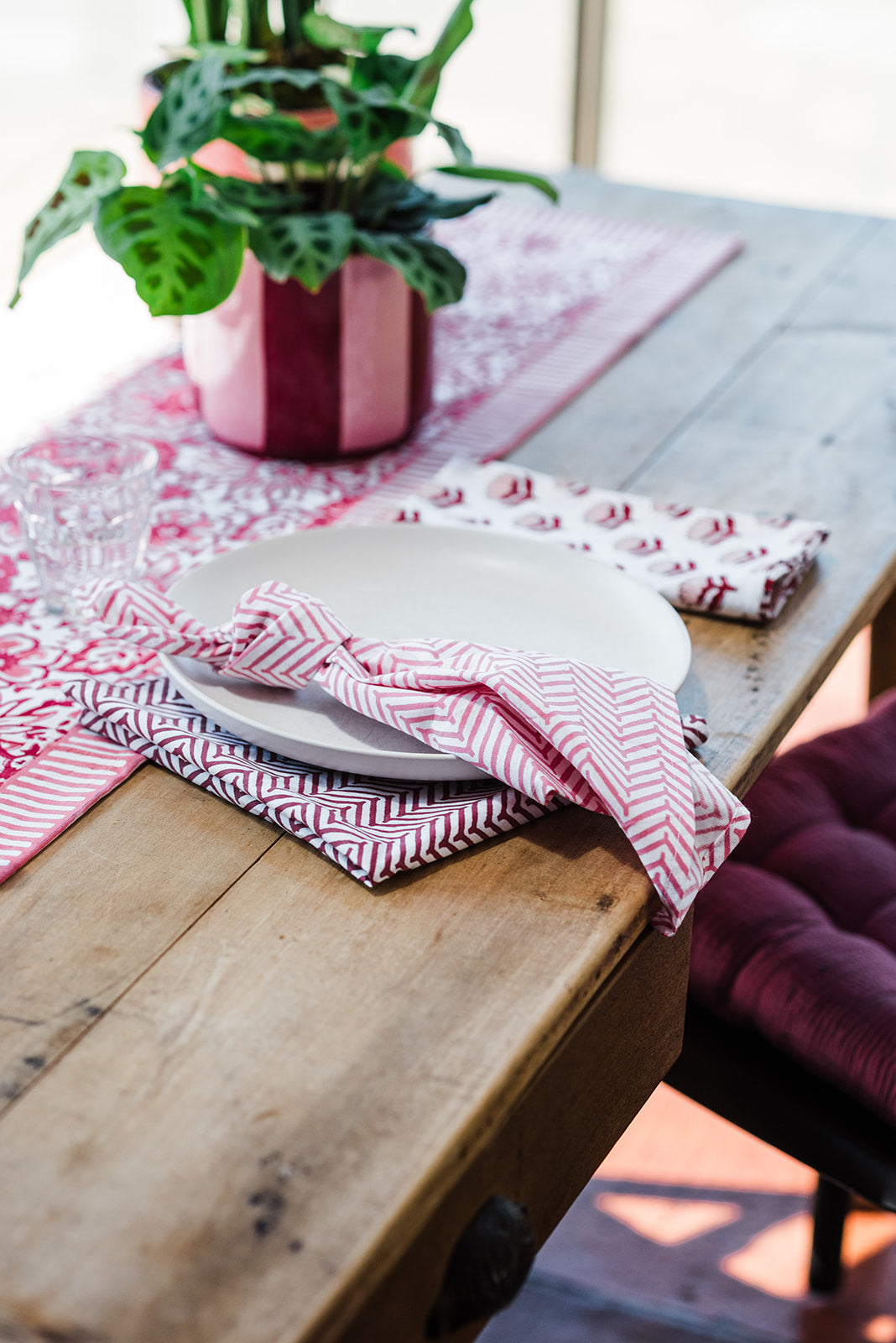 MEADOW CORAL hand block printed runner