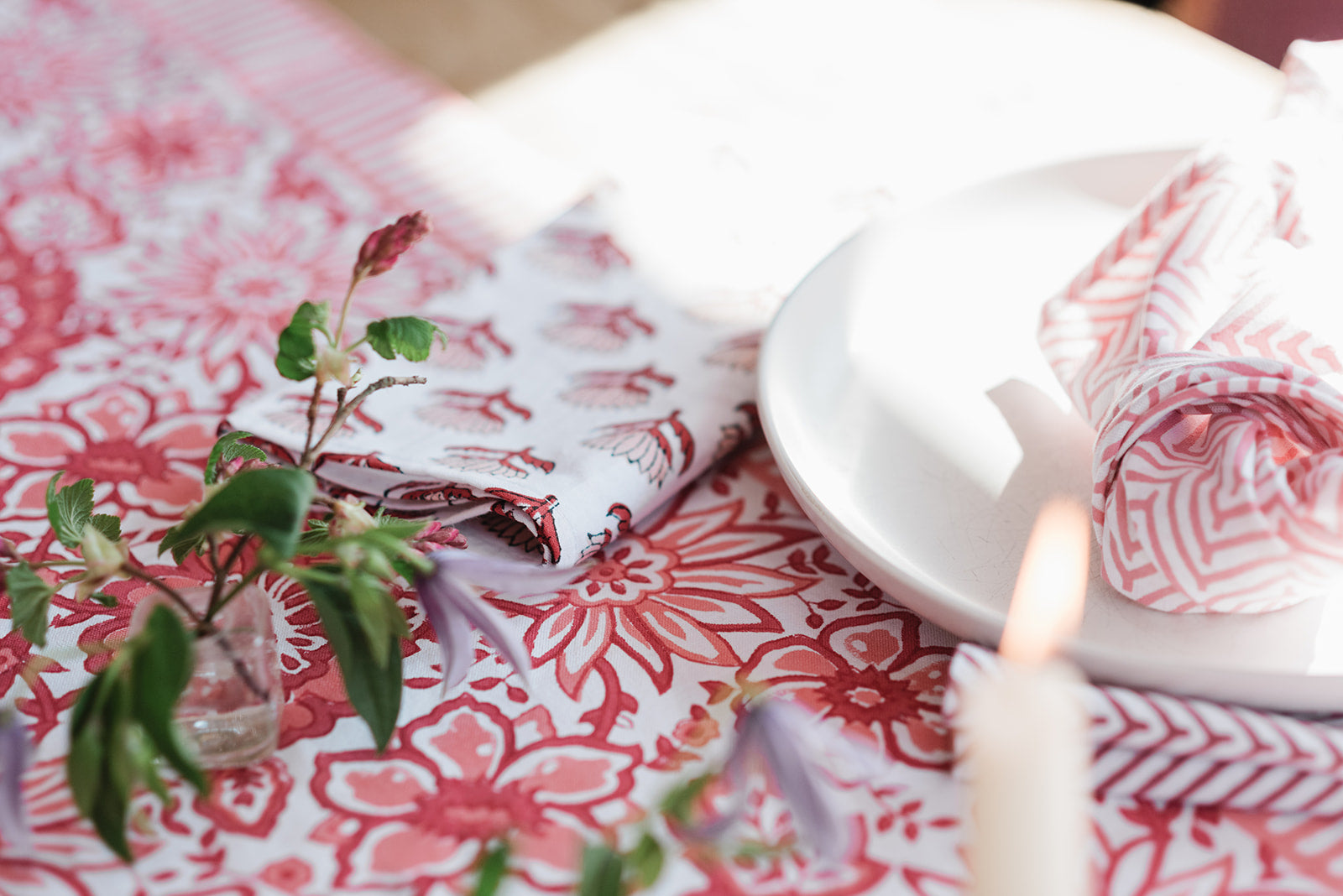 MEADOW CORAL hand block printed runner