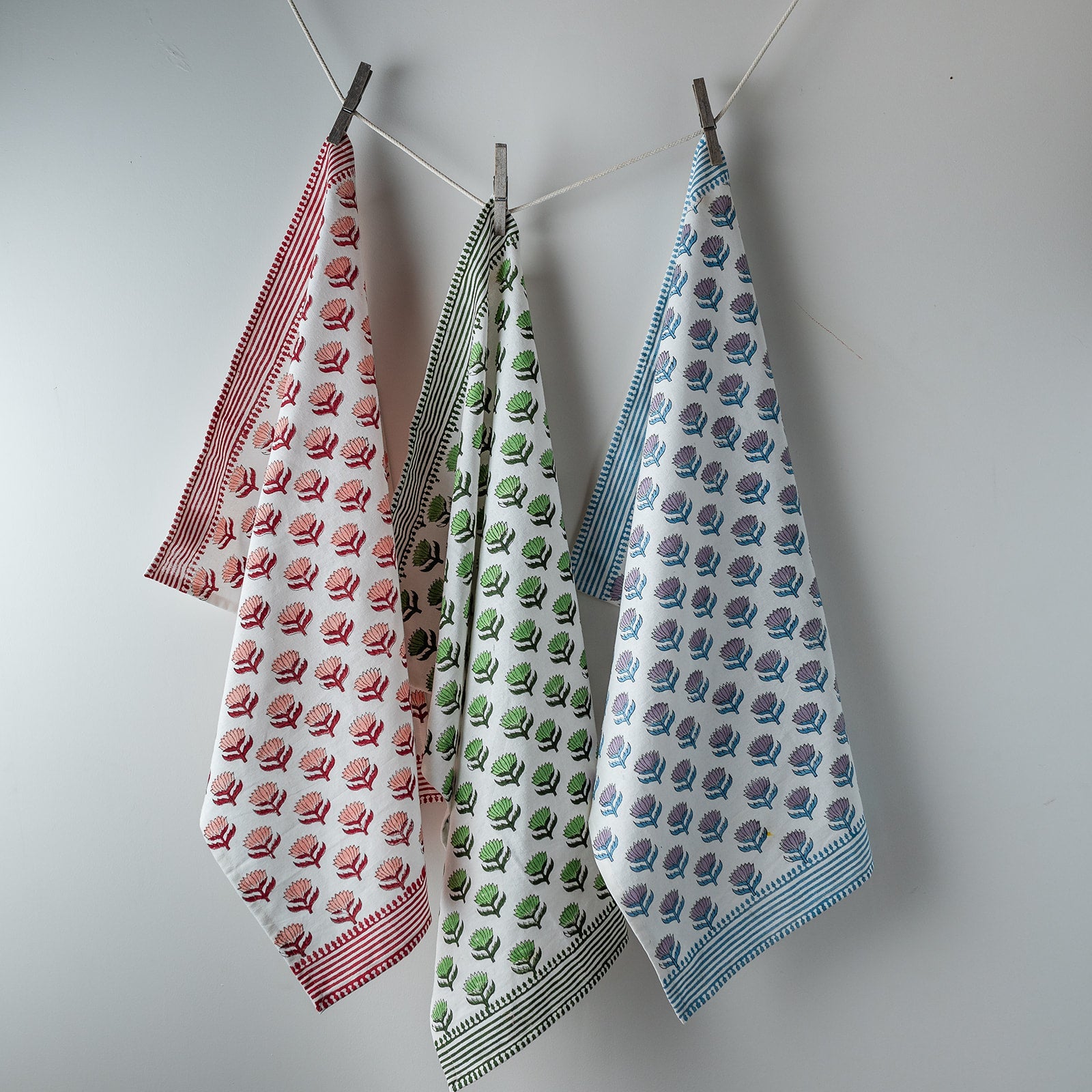 LOTUS FLOWER GREEN tea towel