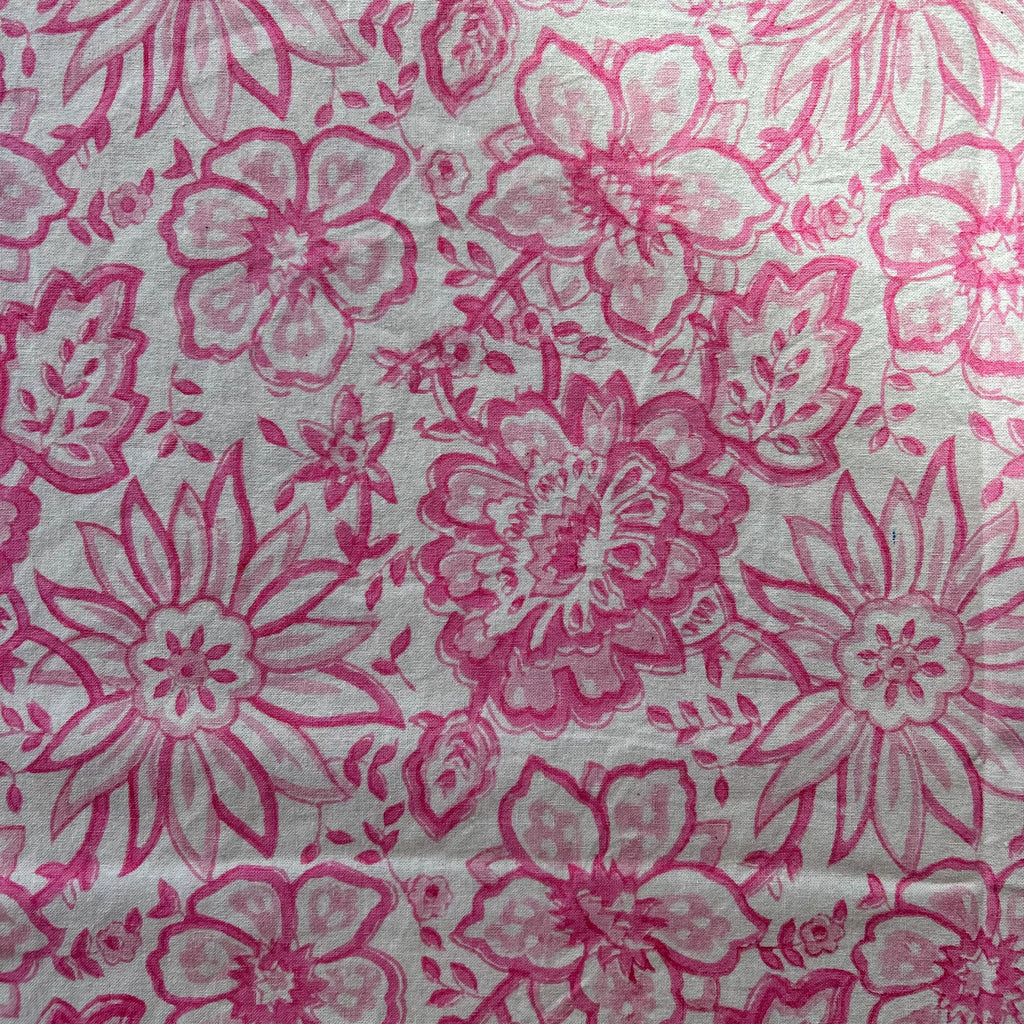 MEADOW SOFT PINK hand block printed tablecloth