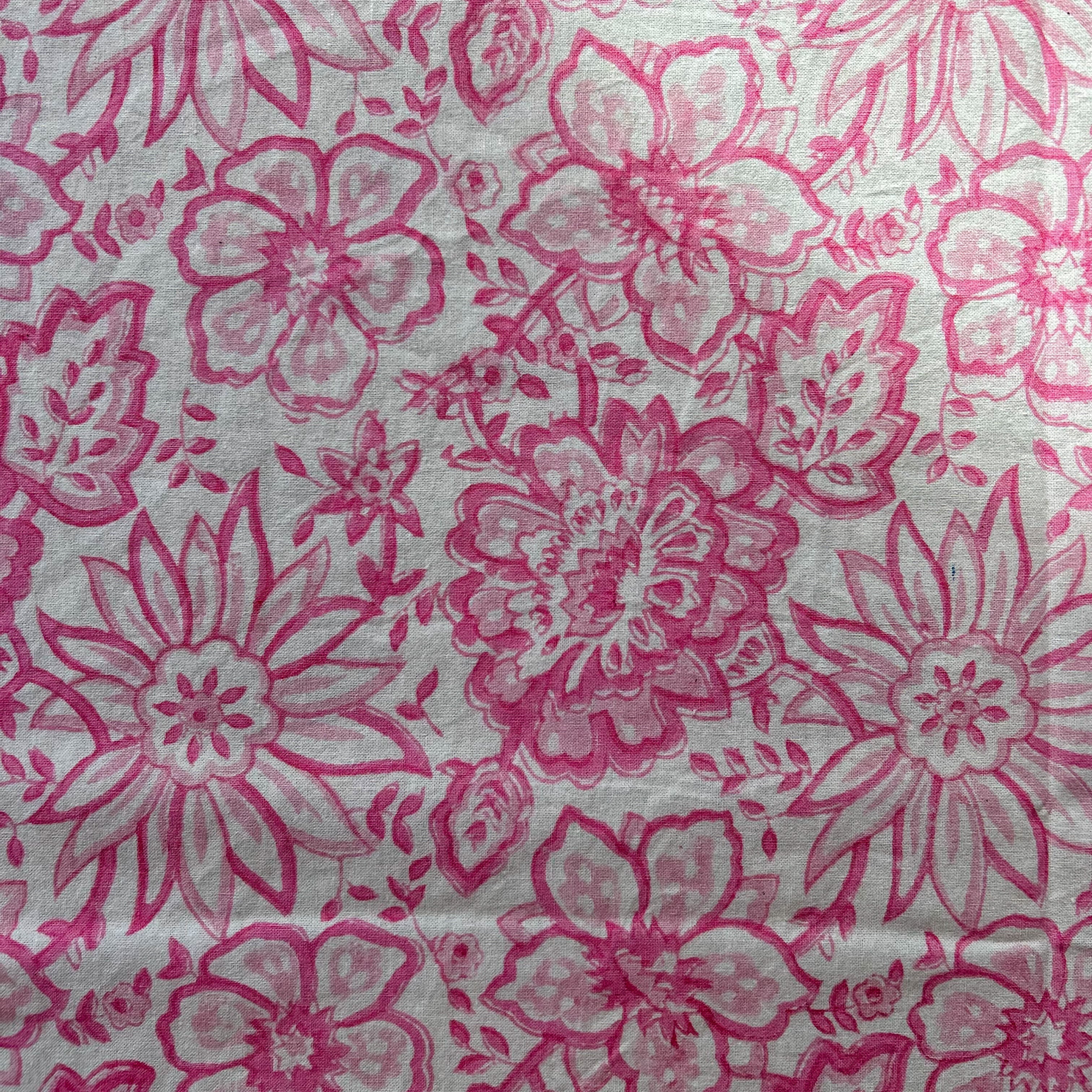 MEADOW SOFT PINK hand block printed tablecloth