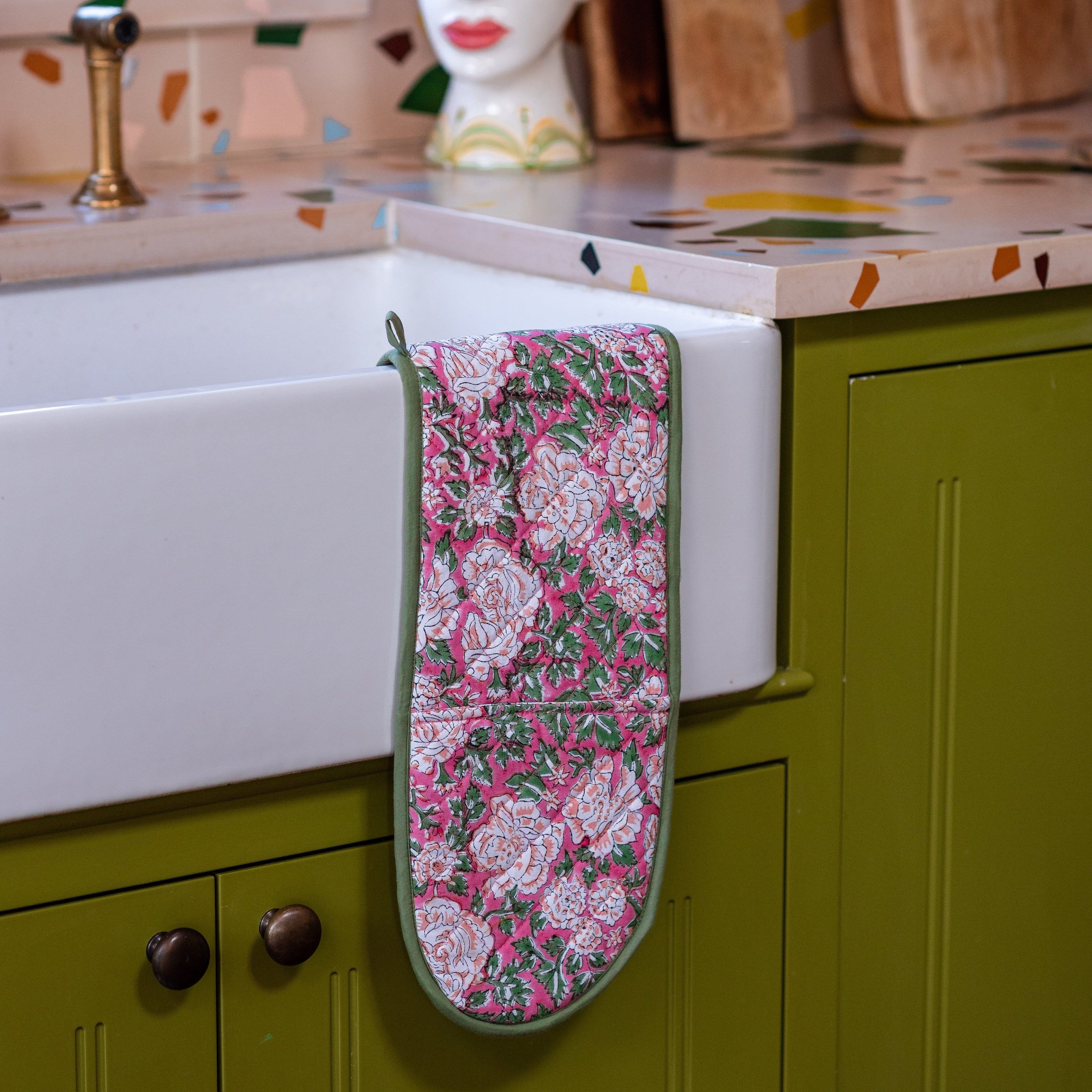 IN BLOOM PINK double oven glove