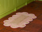 SPRING GREEN scalloped hand woven jute floor mat