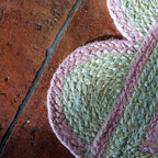 SPRING GREEN scalloped hand woven jute floor mat