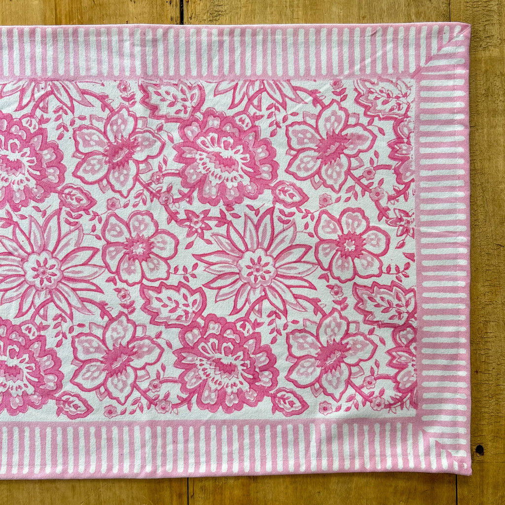 NEW MEADOW SOFT PINK hand block printed runner