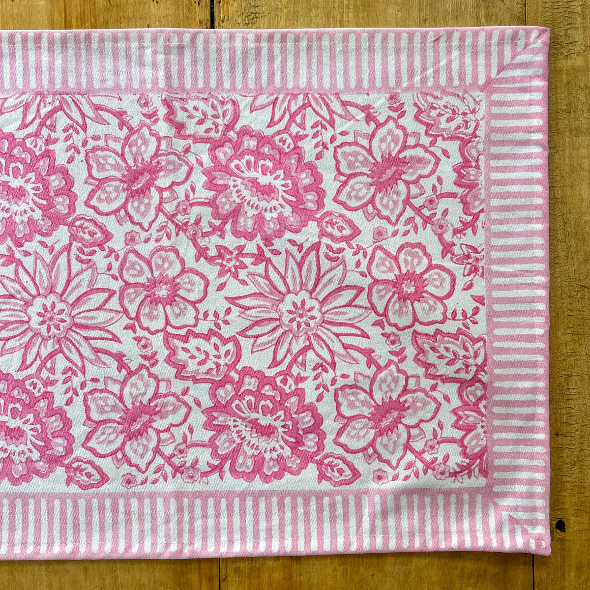 NEW MEADOW SOFT PINK hand block printed runner