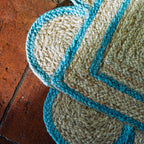 SPRING GREEN scalloped hand woven jute floor mat
