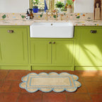 SPRING GREEN scalloped hand woven jute floor mat