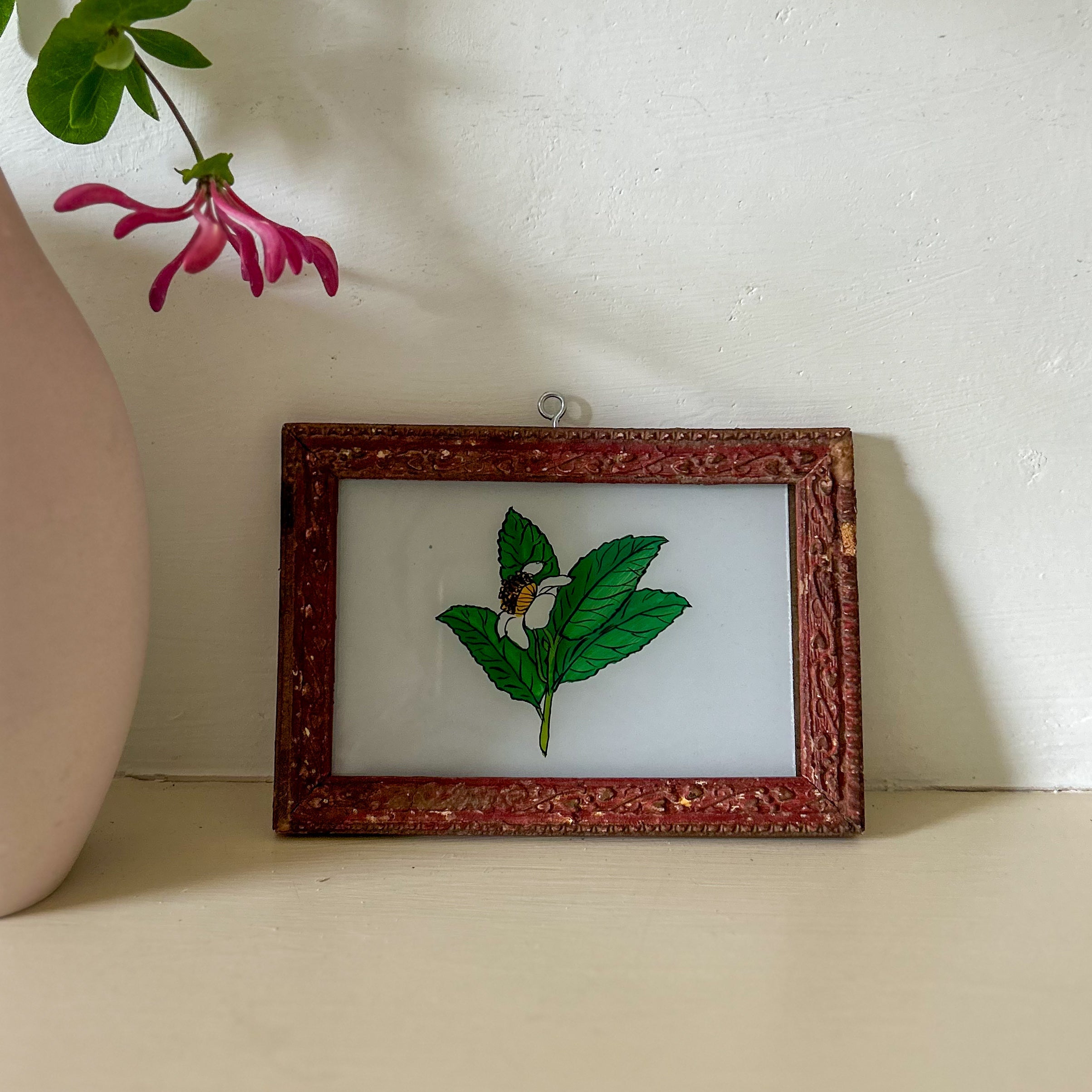 WHITE FLOWER 9 Indian glass painting
