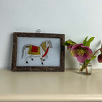 HORSE WHITE Indian glass painting - multiple available