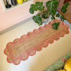 SPRING GREEN scalloped hand woven jute runner