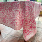 MEADOW SOFT PINK hand block printed tablecloth