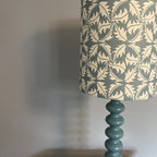Contemporary handmade lampshade in blue and white with a modern design