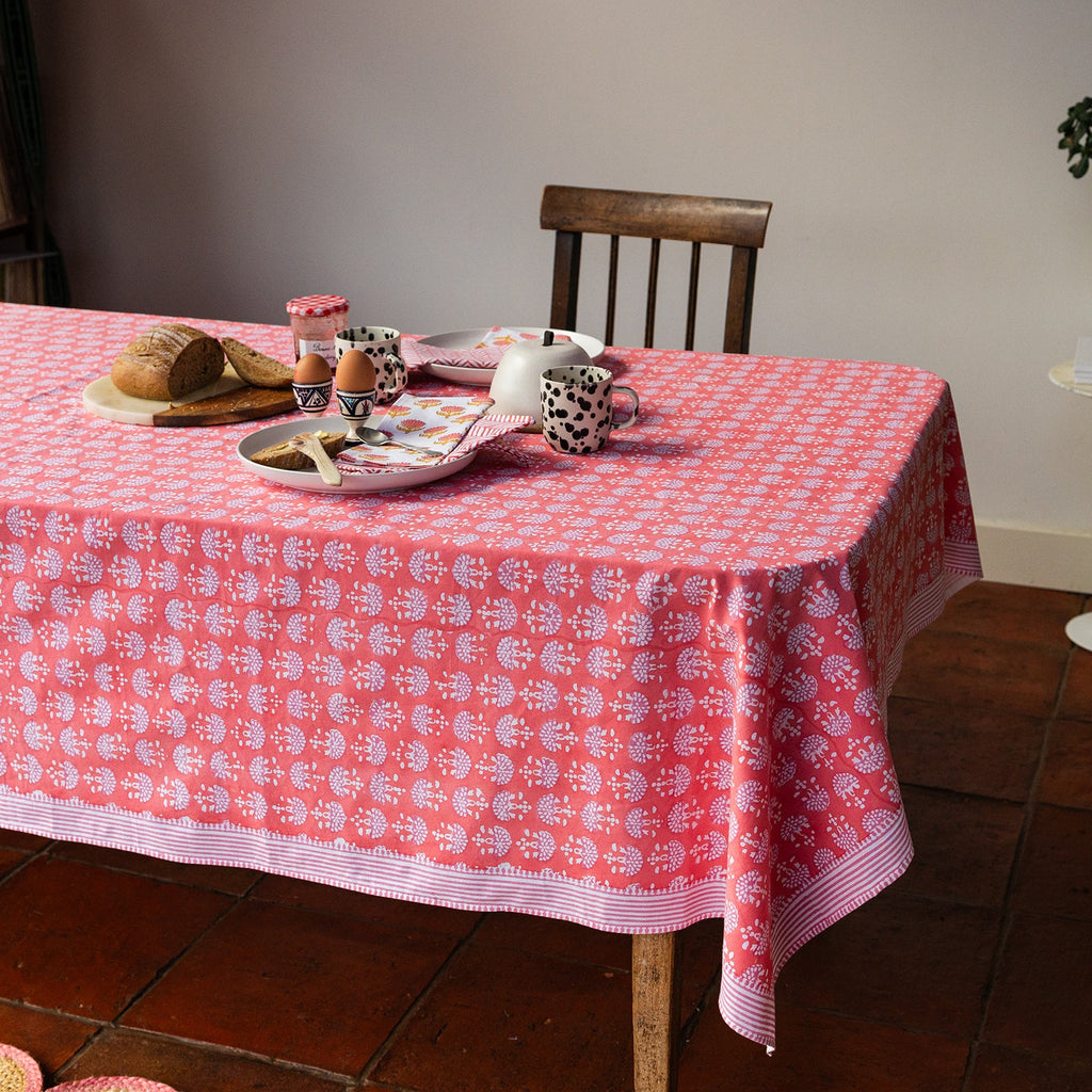NEW FAN CORAL hand block printed tablecloth