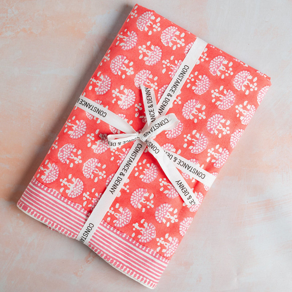NEW FAN CORAL hand block printed tablecloth