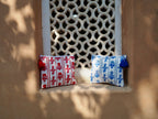 Blue Block Print Cosmetic Bag