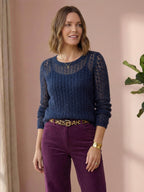 Olivia Pointelle Mohair & Merino Knit Top - Full Sleeves