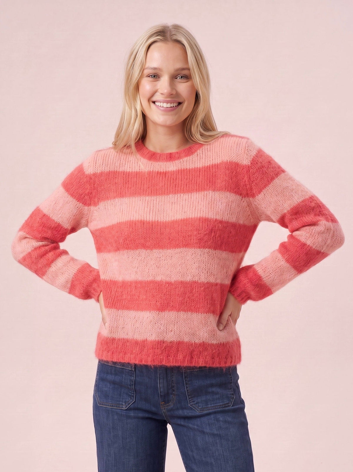 Sasha Chunky Mohair & Merino Striped Knit Jumper