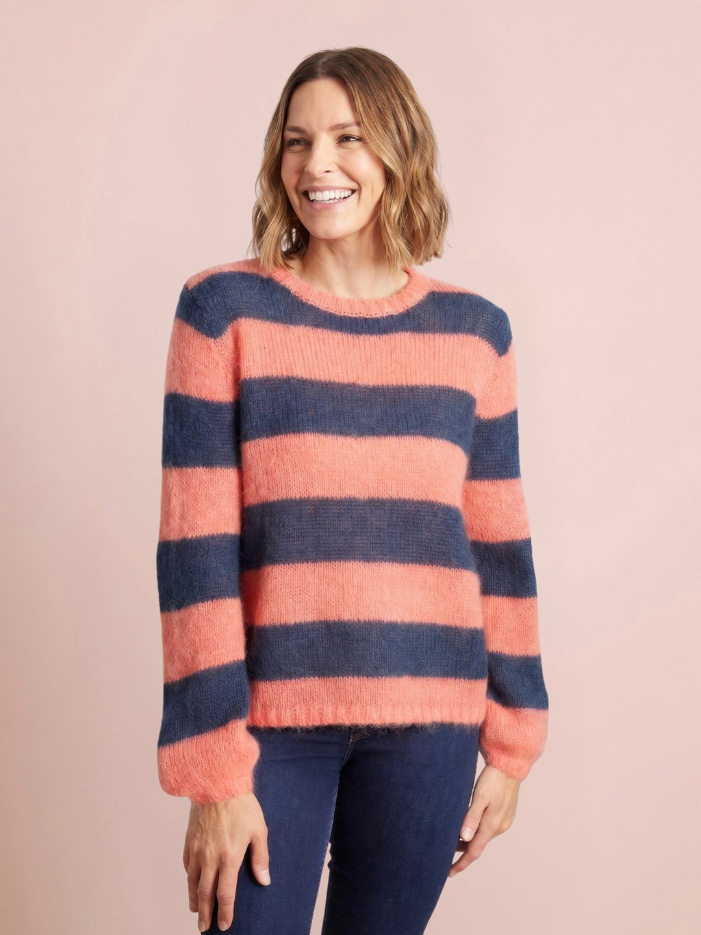 Sasha Chunky Mohair & Merino Striped Knit Jumper
