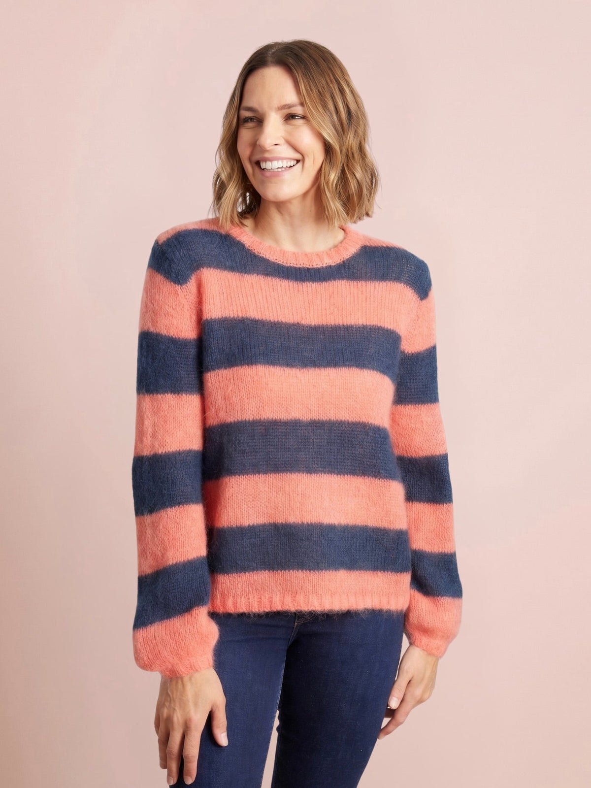 Sasha Chunky Mohair & Merino Striped Knit Jumper