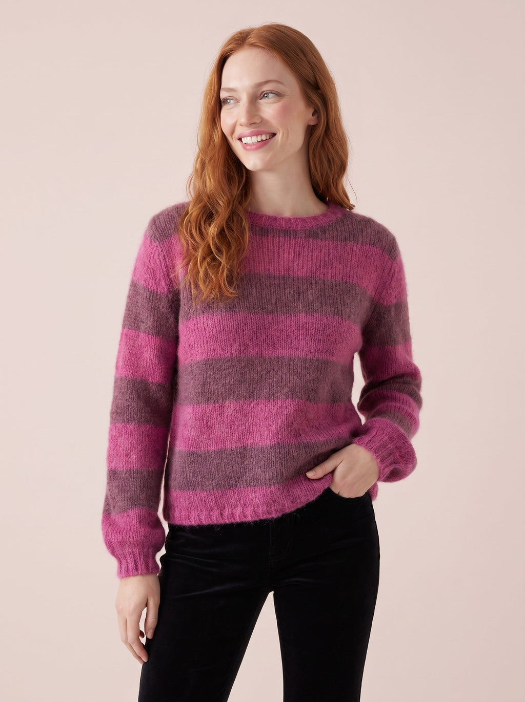 Sasha Chunky Mohair & Merino Striped Knit Jumper