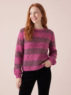 Sasha Chunky Mohair & Merino Striped Knit Jumper