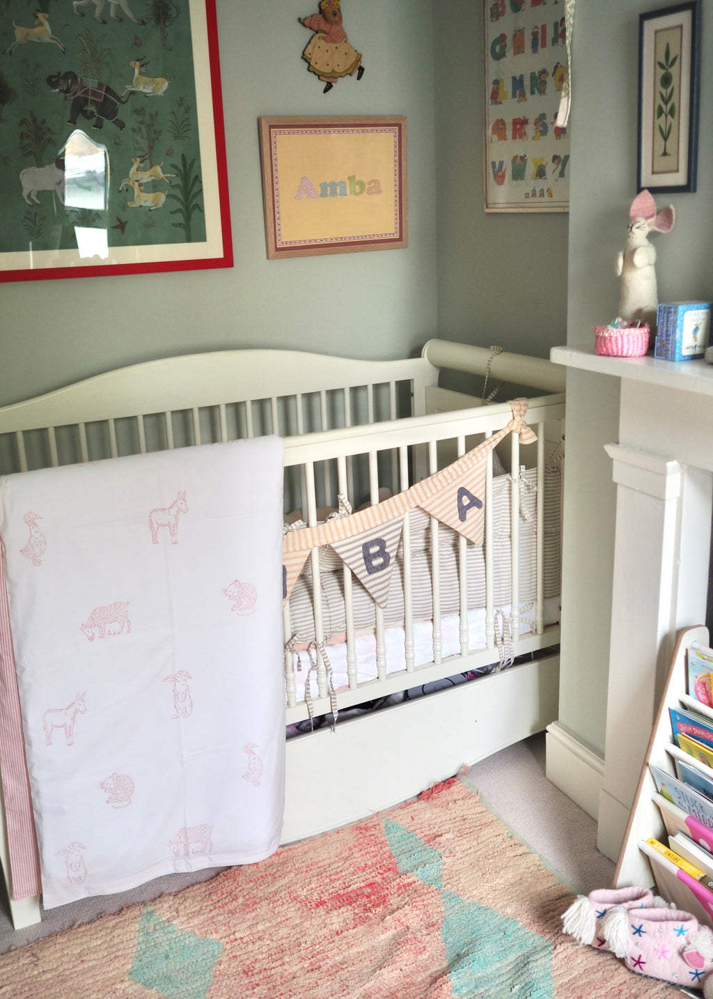 Pink Farmyard Animals Reversible Cot Duvet Cover