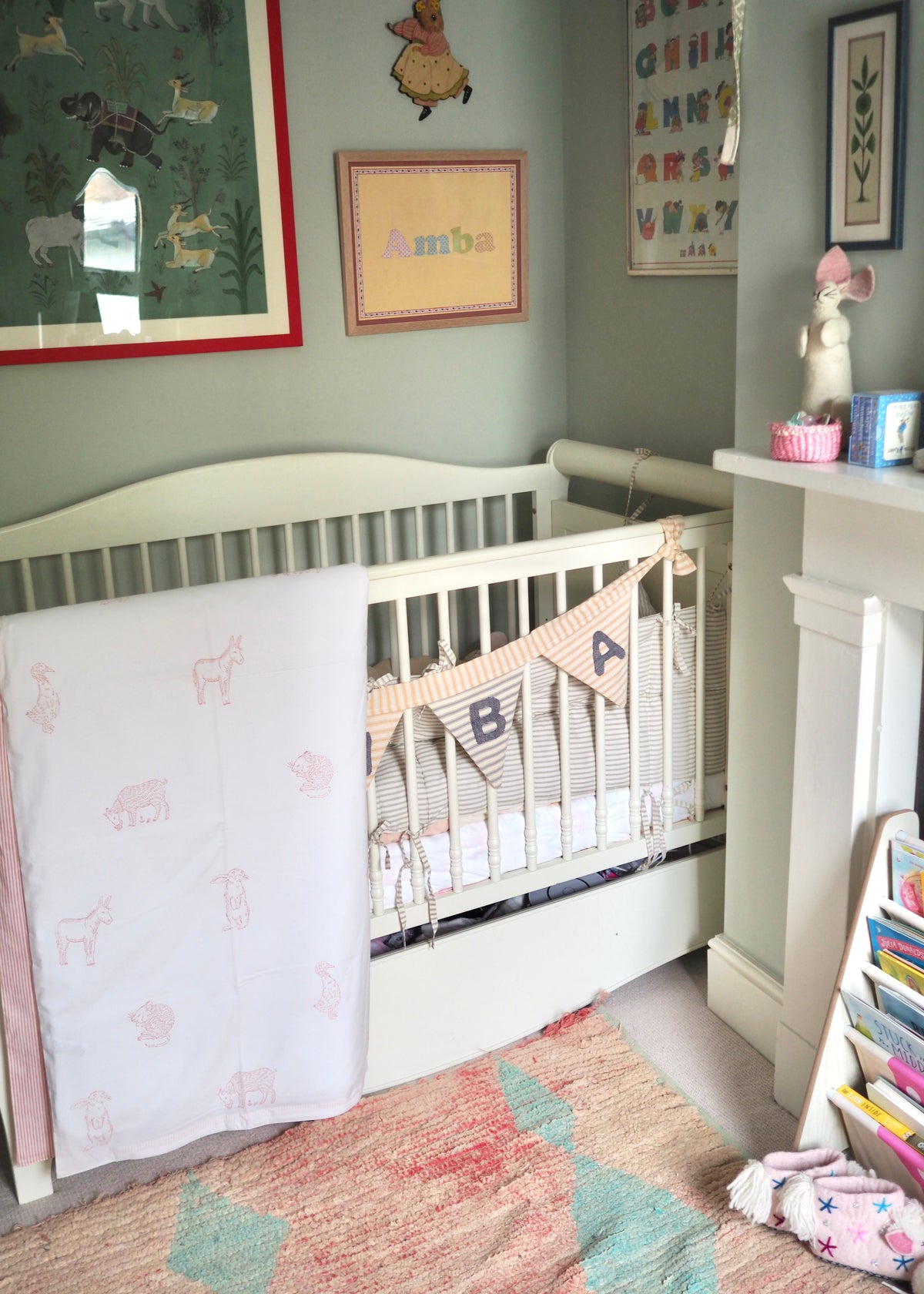 Pink Farmyard Animals Reversible Cot Duvet Cover