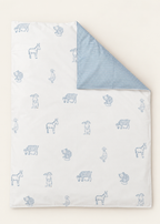 Blue Farmyard Animals Reversible Cot Duvet Cover