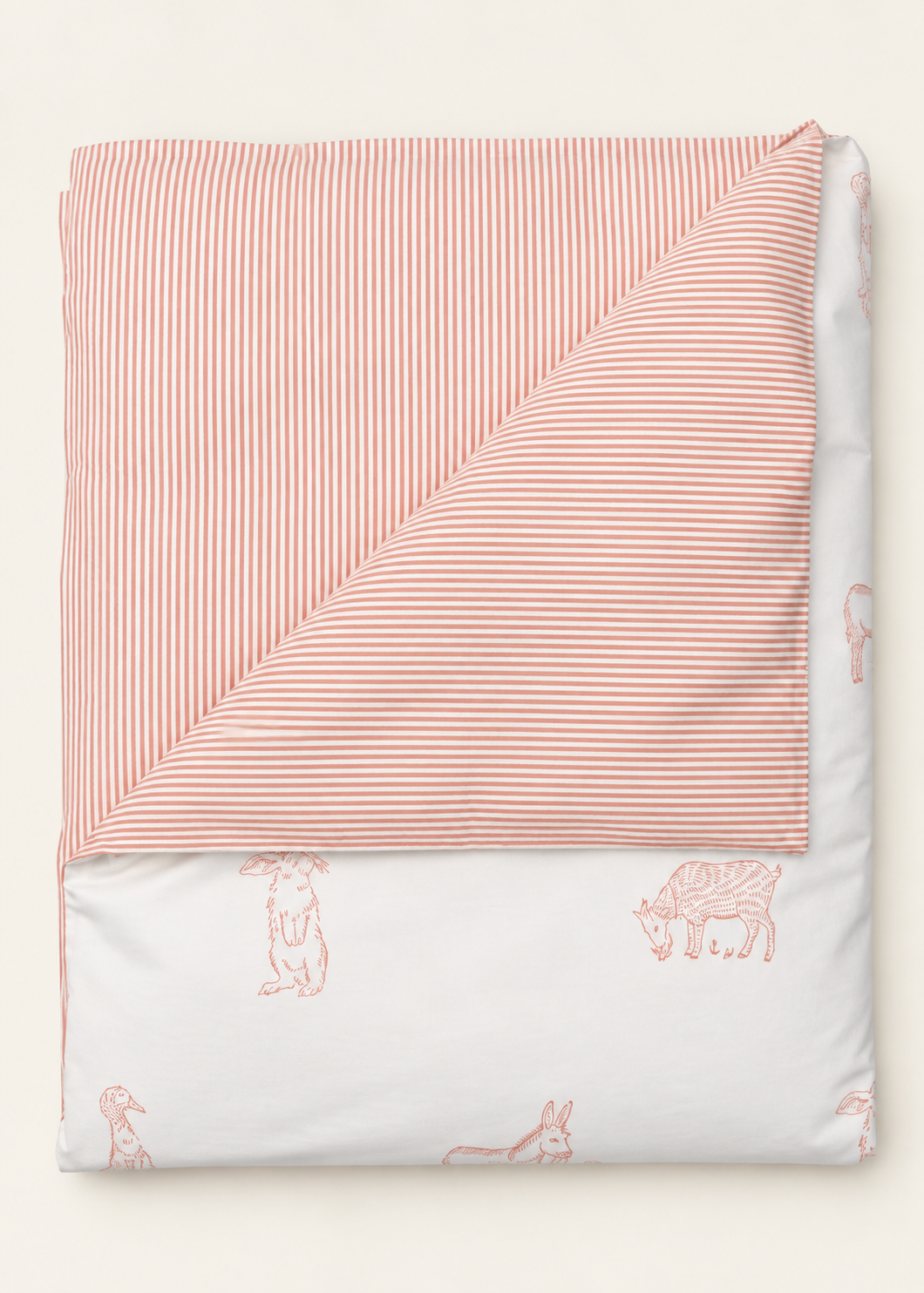 Pink Farmyard Animals Reversible Cot Duvet Cover
