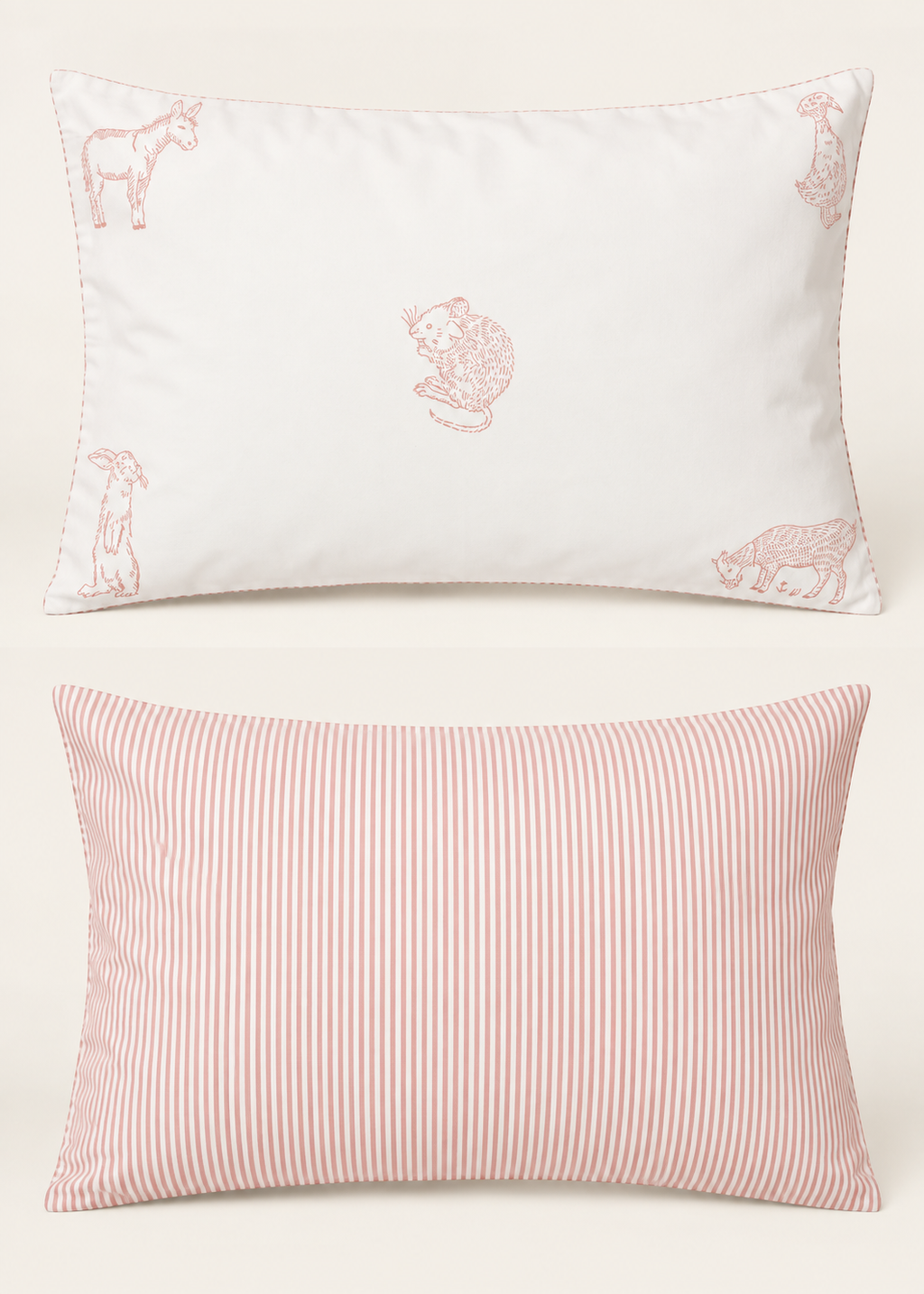 Pink Farmyard Reversible Cot Pillowcase