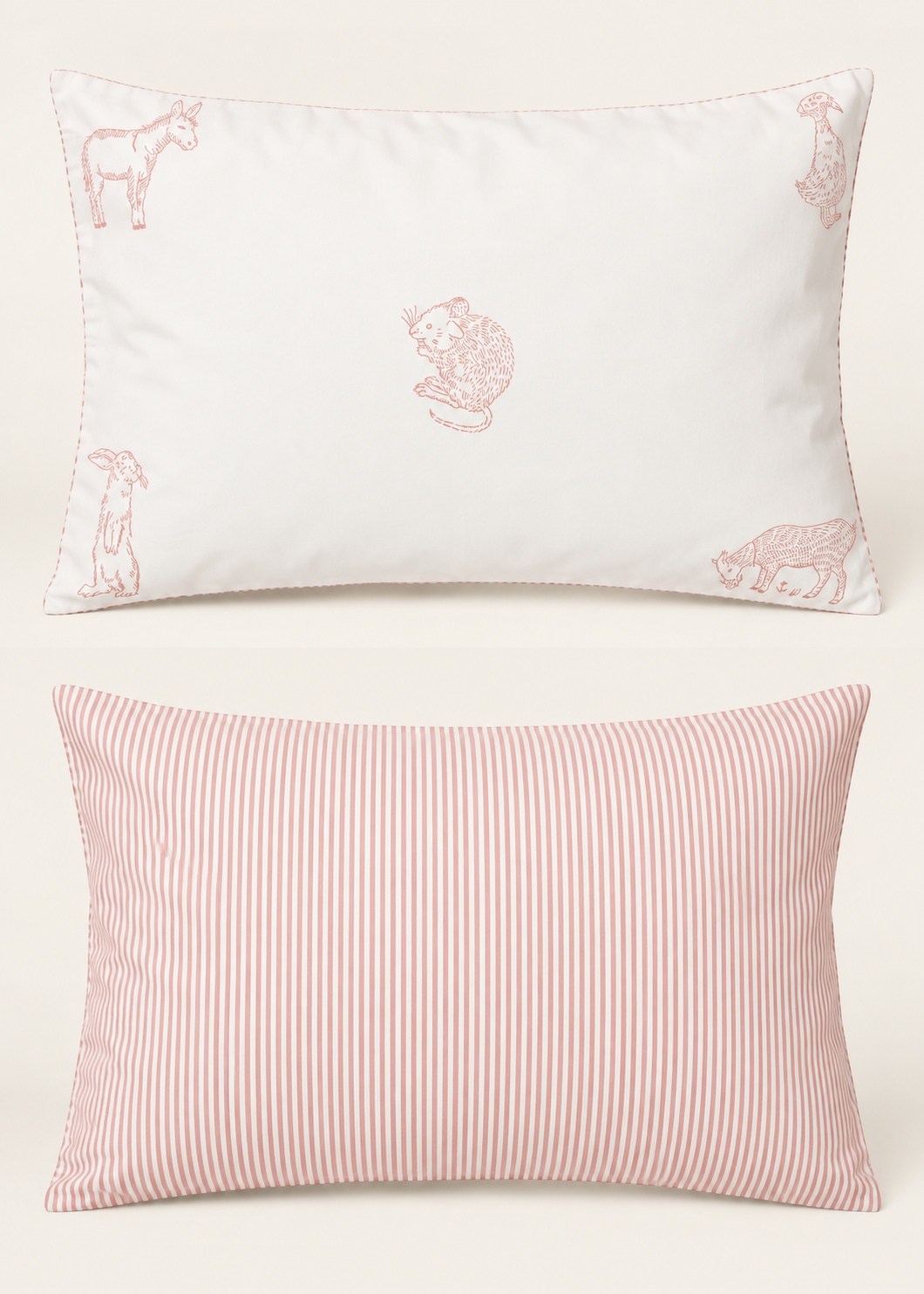 Pink Farmyard Reversible Cot Pillowcase
