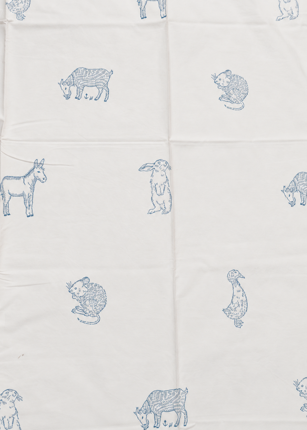 Blue Farmyard Animals Reversible Cot Duvet Cover
