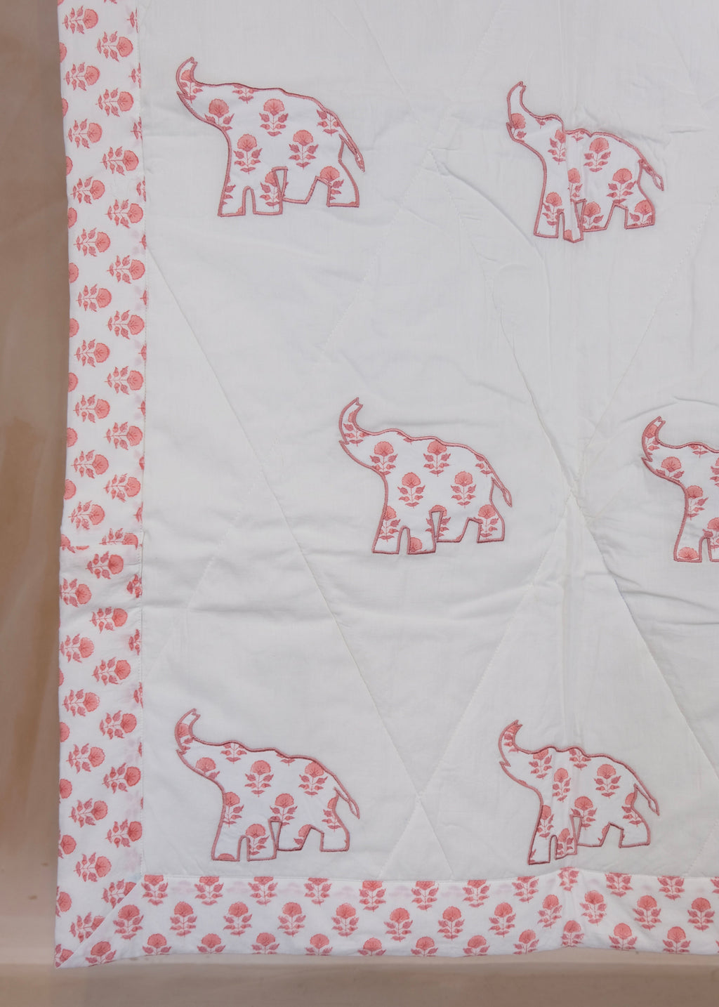 Pink Elephant Cot Quilt