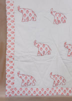Pink Elephant Cot Quilt