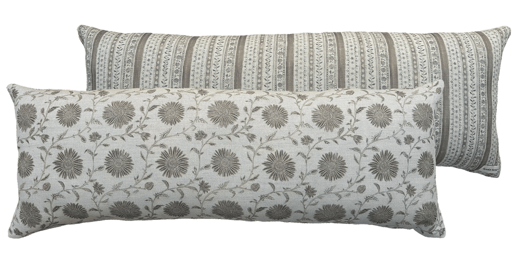 LUMBAR CUSHION ~ MOONPENNY/DAISY CHAIN CLAY