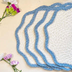 Scalloped Jute Placemats - Dusty Blue