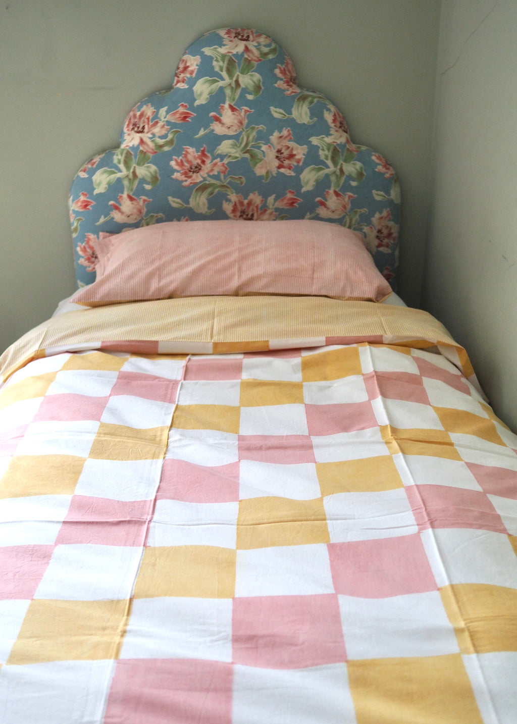 Pink Check & Yellow Stripe Reversible Single Duvet Cover